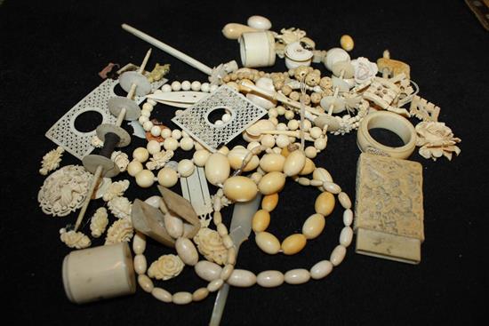 Assorted bone and ivory carvings